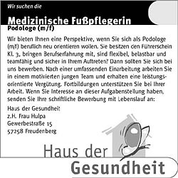 Stellenanzeige Haus der Gesundheit